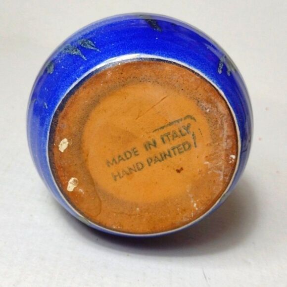 Vintage Ceramic Italian Eggplant Planter Vase Hand Painted Purple Drip Glaze - Picture 4 of 8